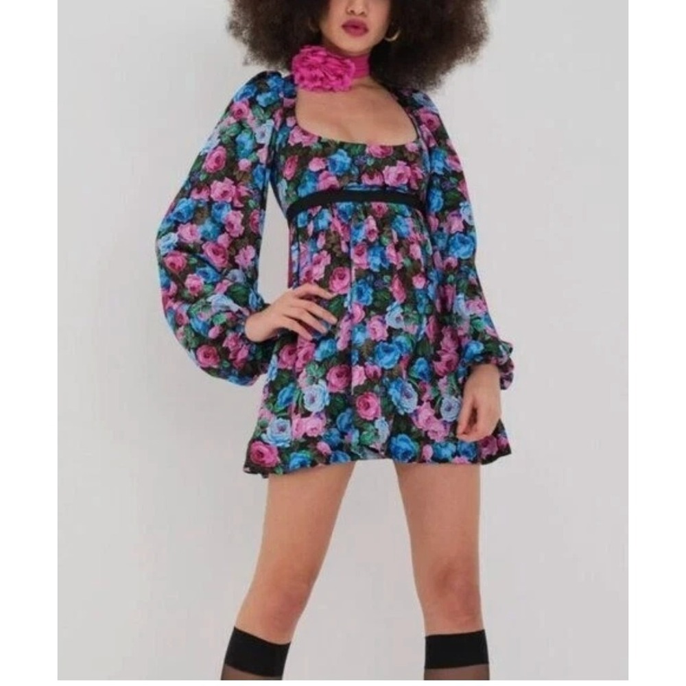 For Love And Lemons Maggie Floral Print Mini Dress Size Medium NWT‎
